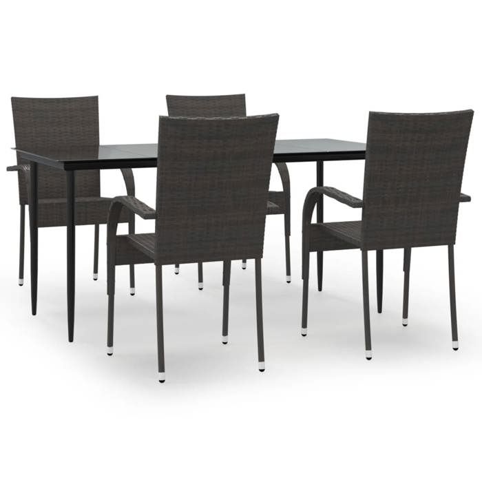 VidaXL Ensemble à manger de jardin 5 pcs Marron Résine tressée, ensemble de salle à manger d'extérieur, table et chaise de 3156672