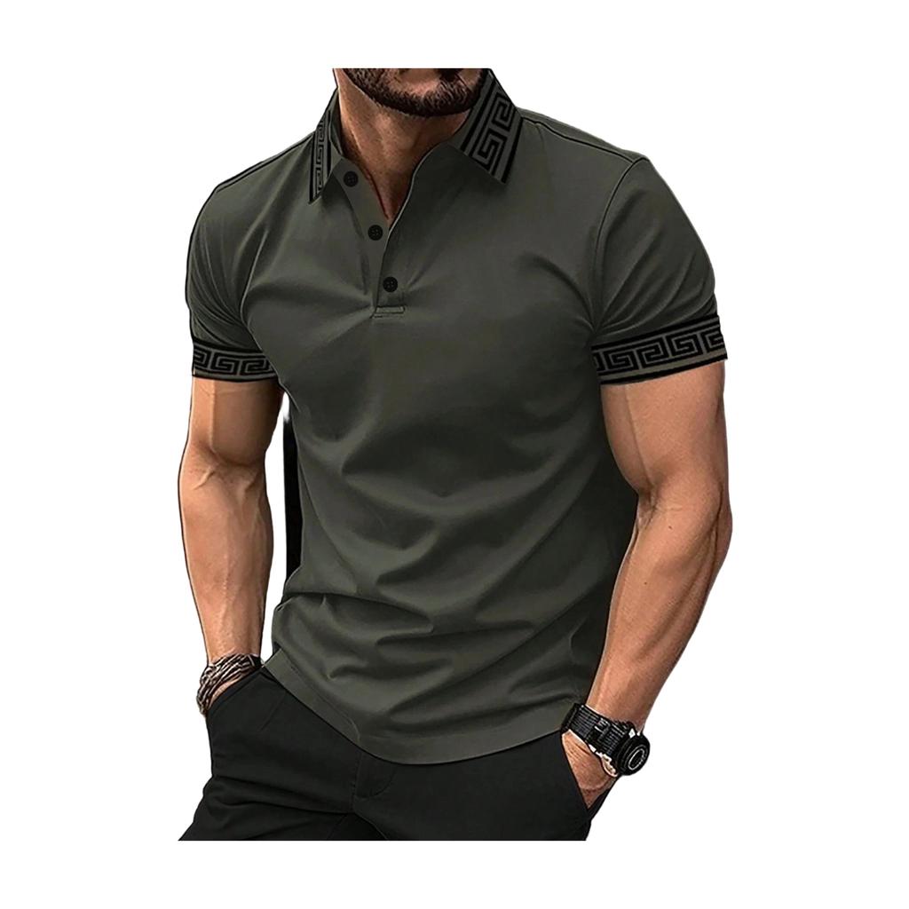 Men’s Short Sleeve Polo Shirt Classic Fit Soft Cotton Knit Top with Trim and Button Placket for Casual Wear