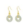 PANJBJ 925 Sterling Silver Rose Hotan Jade Earring for Women Girl Ethnic Style Versatile Temperament Jewelry Gift Dropshipping