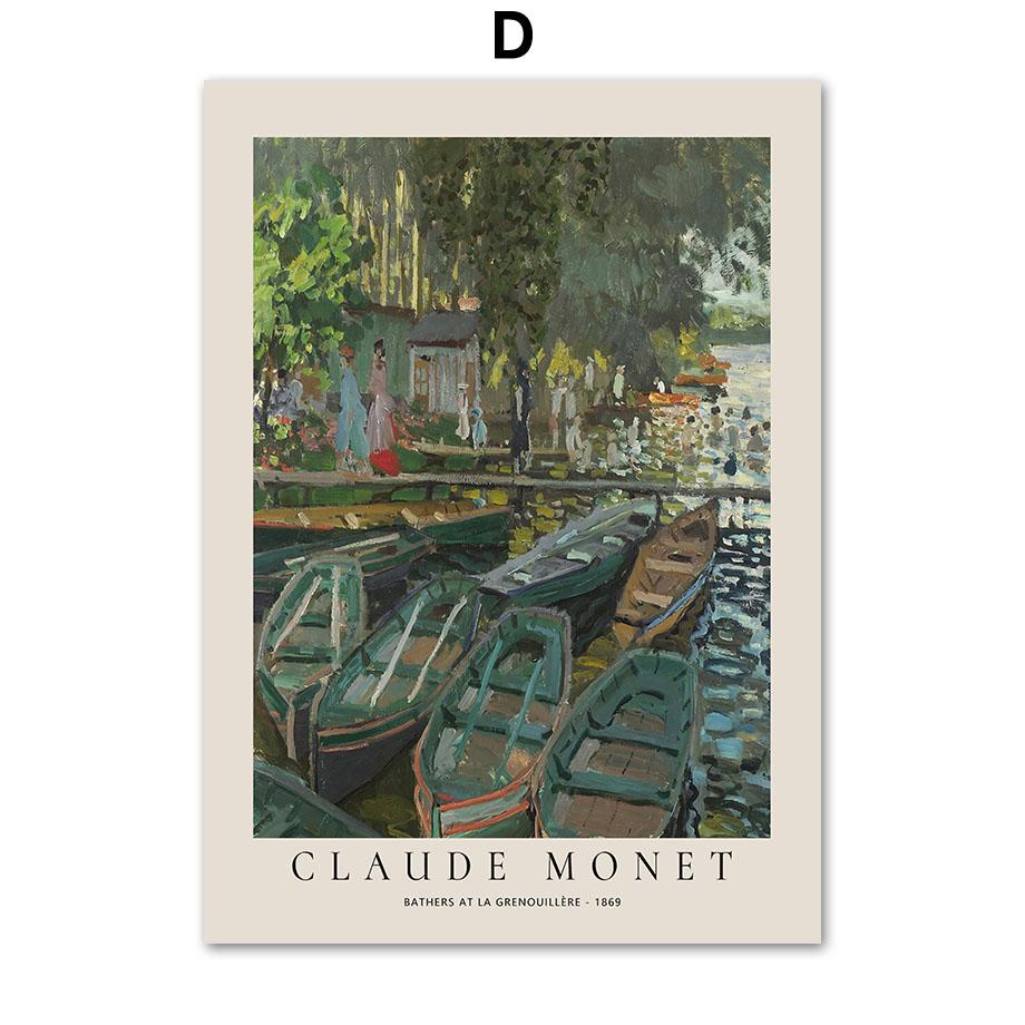 Claude Monet Abstract Retro Impressionist Wall Art, Canvas Nordic Posters and Prints, Wall Pictures for Living Room Decor