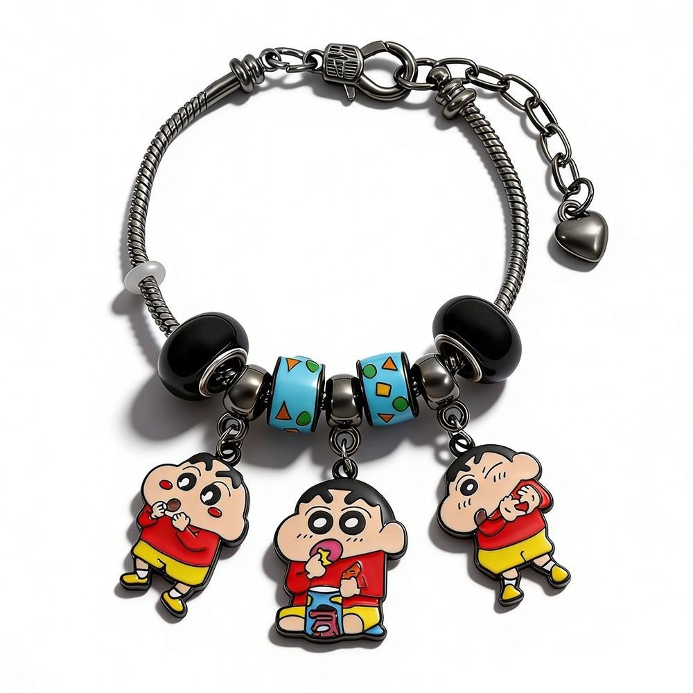 Crayon Shinchan Cartoon Charm Bracelet Zinc Alloy Beaded Jewelry For Kids And Adults