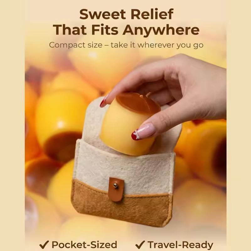 Pudding-Shaped Squeeze Ball Caramel Crunchy Handmade Squishy Portable Diy Fidget Accessory For Stress Relief & Cute Desk Play
