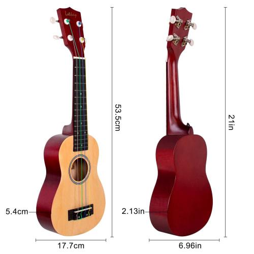 21-inch Basswood Colorful Ukulele Set for Kids, Students, and Beginners (Includes Ukulele Strap, Cloth, Tuner, Bag, and Pick) (Wood Color)