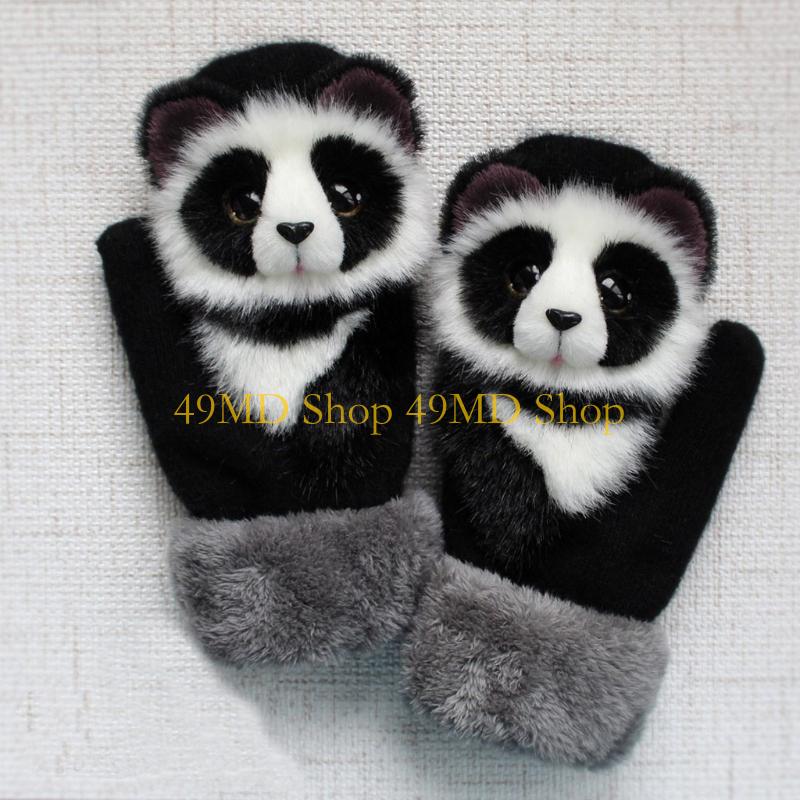 49MD Cartoon Gloves Kids Plush Gloves Mitts Kid Gloves Animal Knit Gloves Winter Mittens Children Gloves
