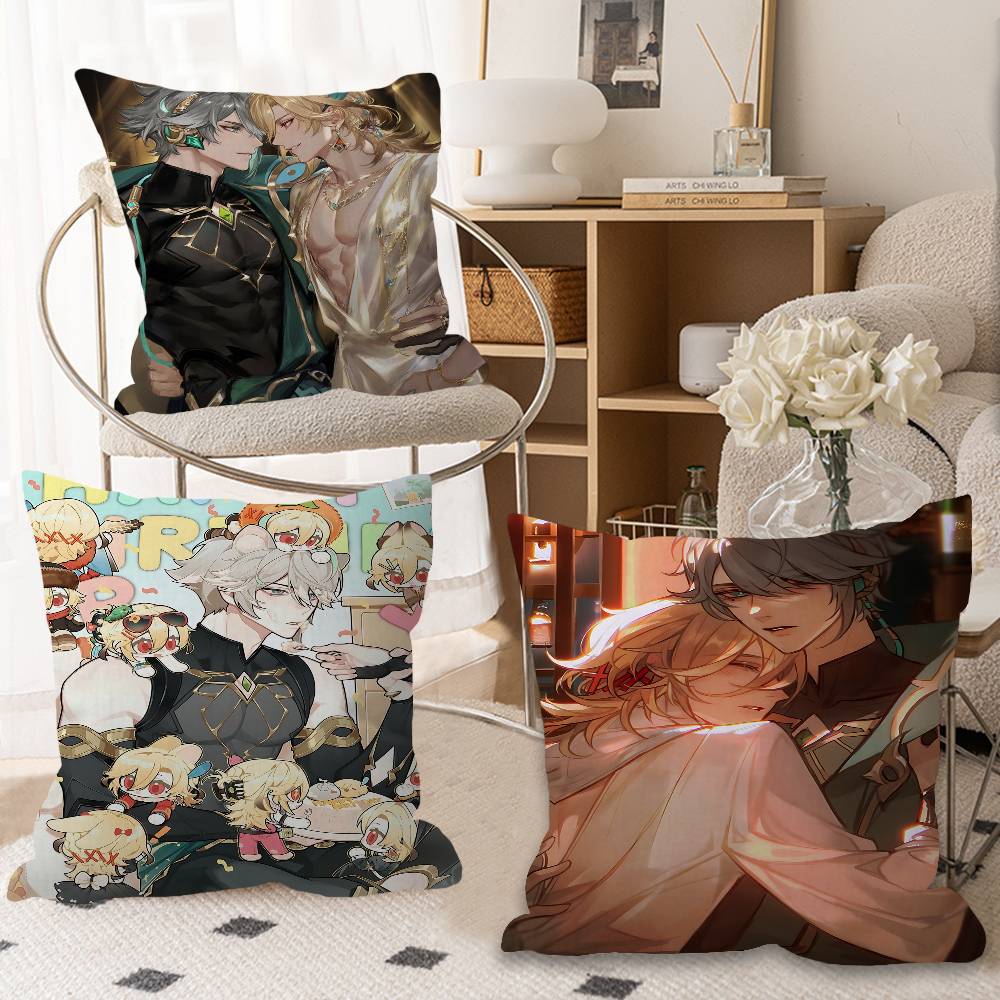 Genshin Impact Kaveh Alhaitham Lucky Dragon Pillow Cover Sofa Cushion Cover Home Room Decoration Children Gift