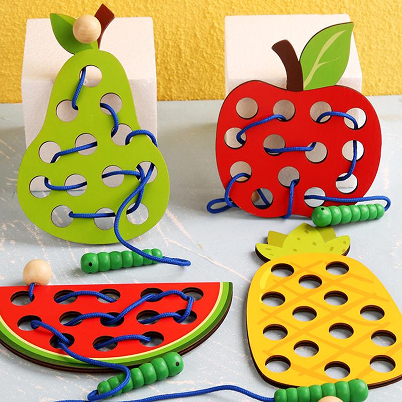 Lacing Threading Toy Eat Fruit Game Fine Motor Skills Educational Toys For Kids Gift