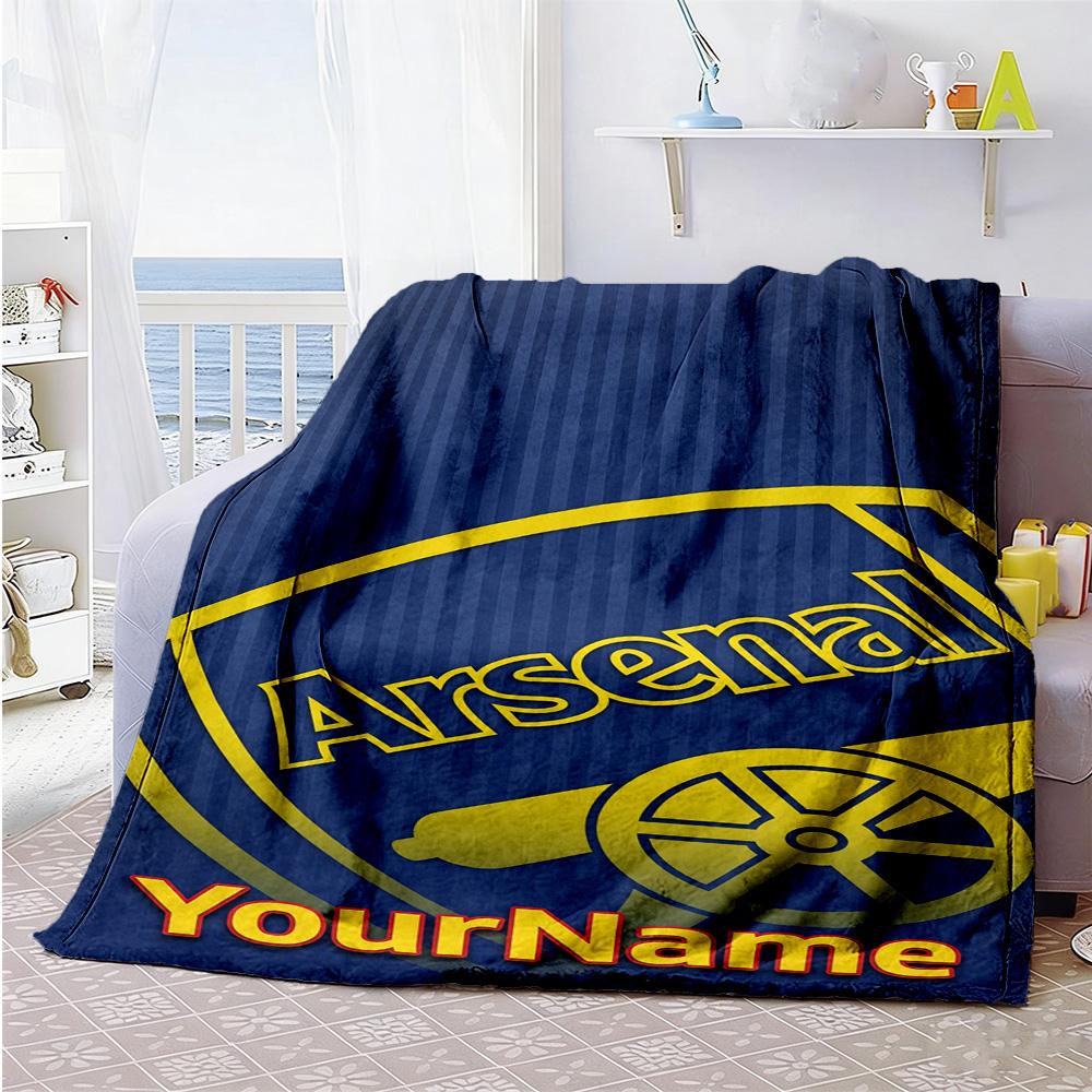 Arsenal Personalized Name Blanket Cozy Customizable Blanket Ultra-Soft for Office Bedding Home Decor Living Room Ideal for All Seasons