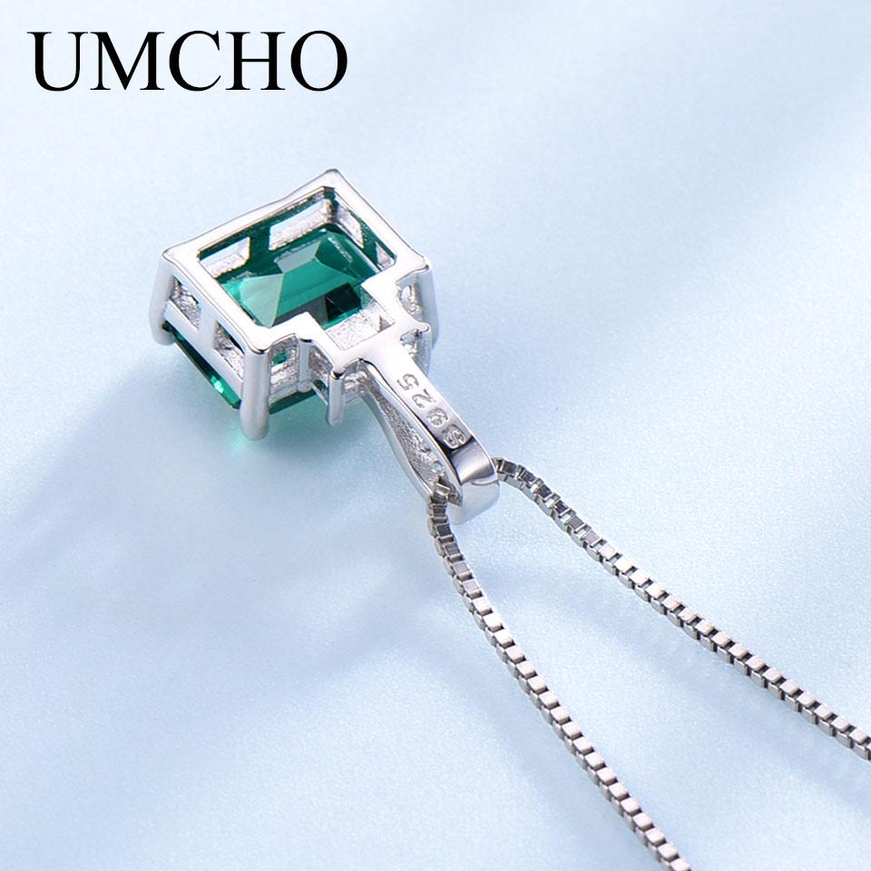 Nano Emerald Green Gemstone 925 Sterling Silver Necklace Pendent for Women With Chain