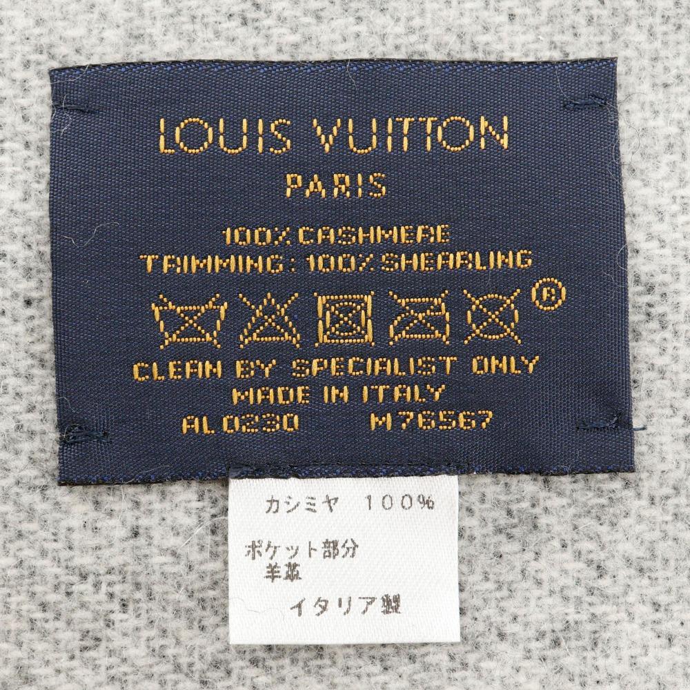 Louis Vuitton Echarpe Cold Reykjavik Scarf M76567 Shearling Teddy Black Cashmere Women Used