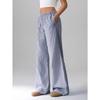 Damen Elastische Taille Gestreifte Weite Hosen Kordelzug Lässige Sommerhosen