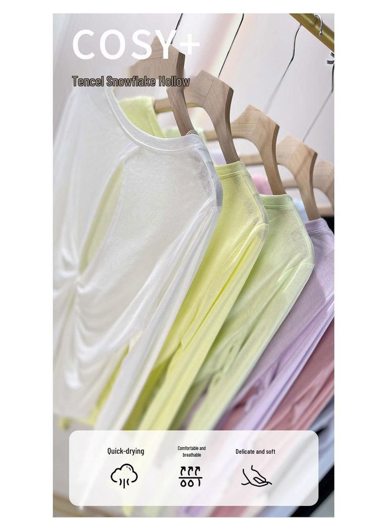 Women's Loose Tencel Long-Sleeve Tee: Soft, Skin-Friendly, and Comfortable for Spring, Summer, Autumn
