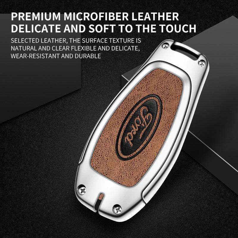 Metall Leder Fernbedienung Schlüsselanhänger Hülle Schutzhülle Für Ford Puma Grand C-Max Focus Mondeo Kuga j278 Fiesta EcoSport Transit