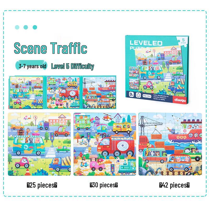 Magnetic Animal & Transport Puzzle Set for Early Childhood - Levels 1 To 5