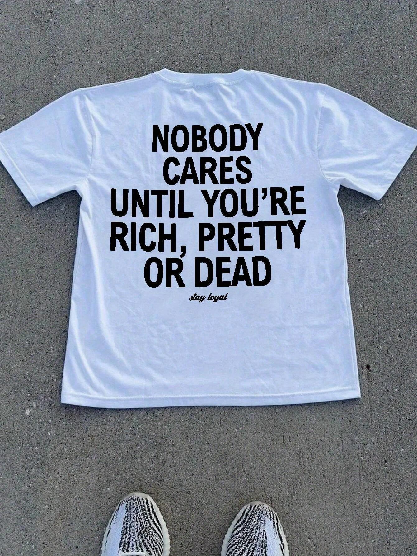 

Мужская повседневная футболка с графическим принтом «Никому нет дела, пока ты не богат», «Довольно мёртв», белая трикотажная футболка с коротким рукавом, лёгкая, дышащая L