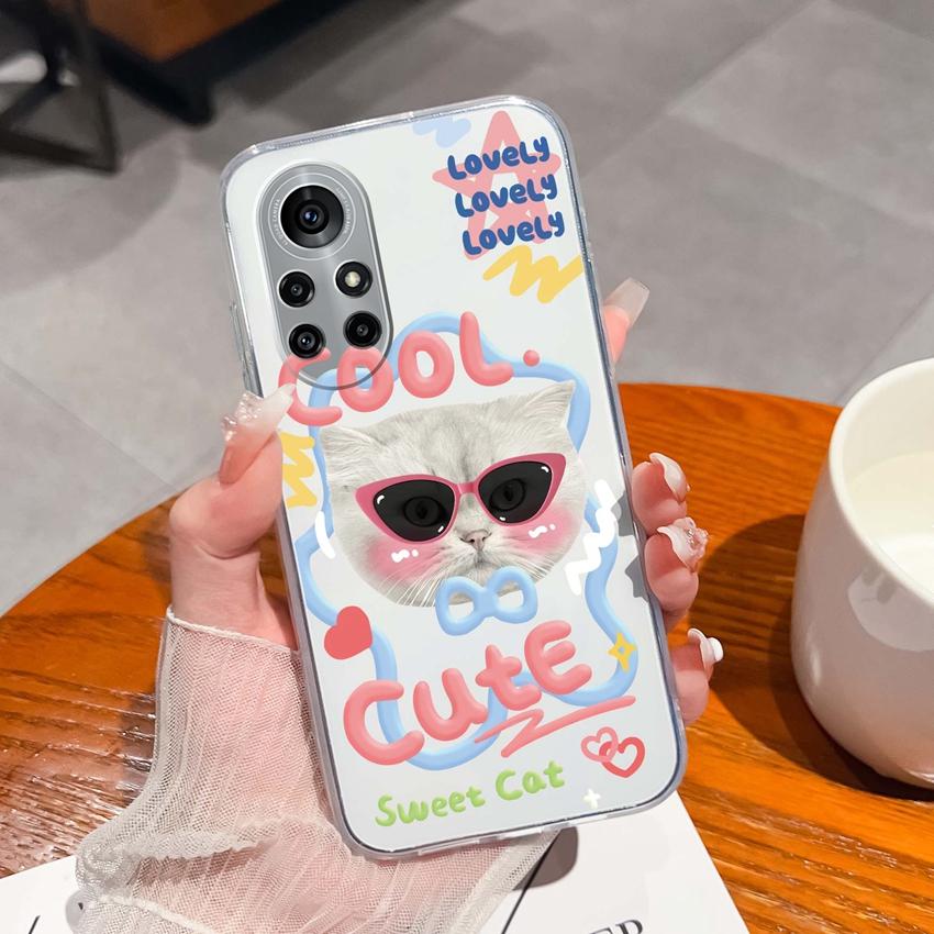 Case For Huawei Nova 8 9 10 11 Pro SE P Smart 2019 2020 Y60 Y70 Cute Black Cat Phone Cover Soft Slim TPU Shockproof Transparent Shell For Huawei Cases