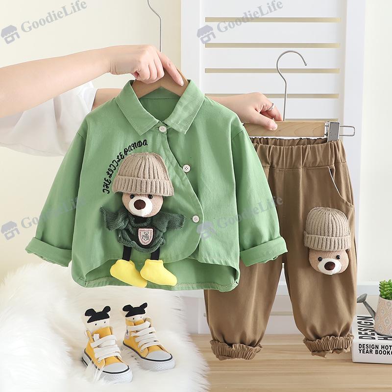 

Комплект из футболки и штанов «Малыш-медвежонок 2025» – Милый хлопковый весенний наряд для мальчиков-малышей, одежда из 2 предметов с принтом «Мишка Тедди» 120cm