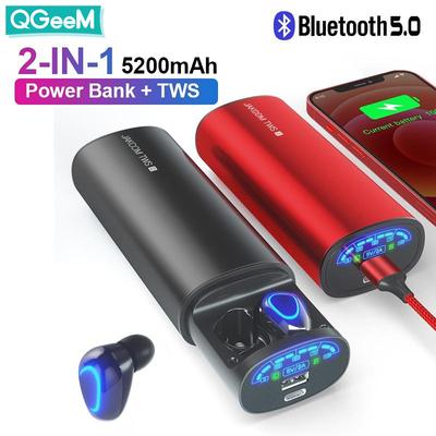 TWS2 2in1 TWS Wireless Earphones Bluetooth 5.0 Earphones 5200mAh Power Bank Wireless Earphones Stereo Sport Wireless Earbuds