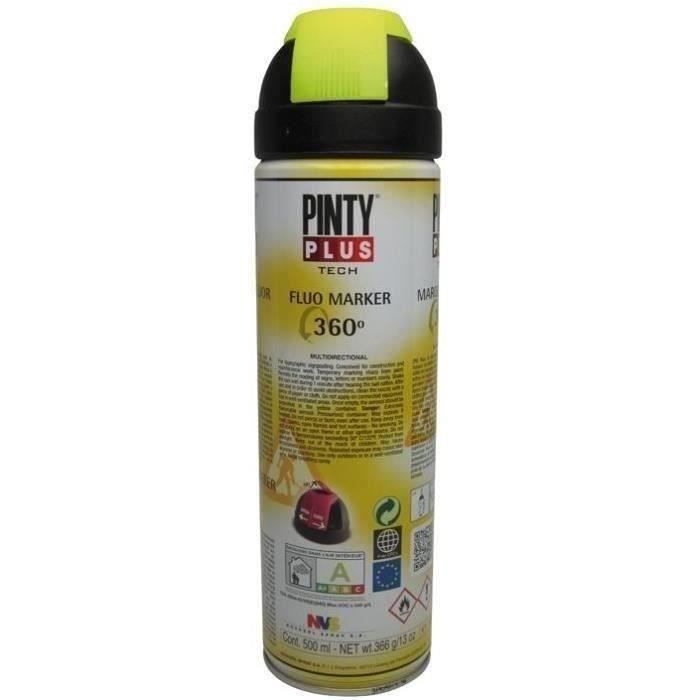 Peinture Bombe Chantier - PINTY - Jaune T146 - Valve Multidirectionnelle - 500 mL