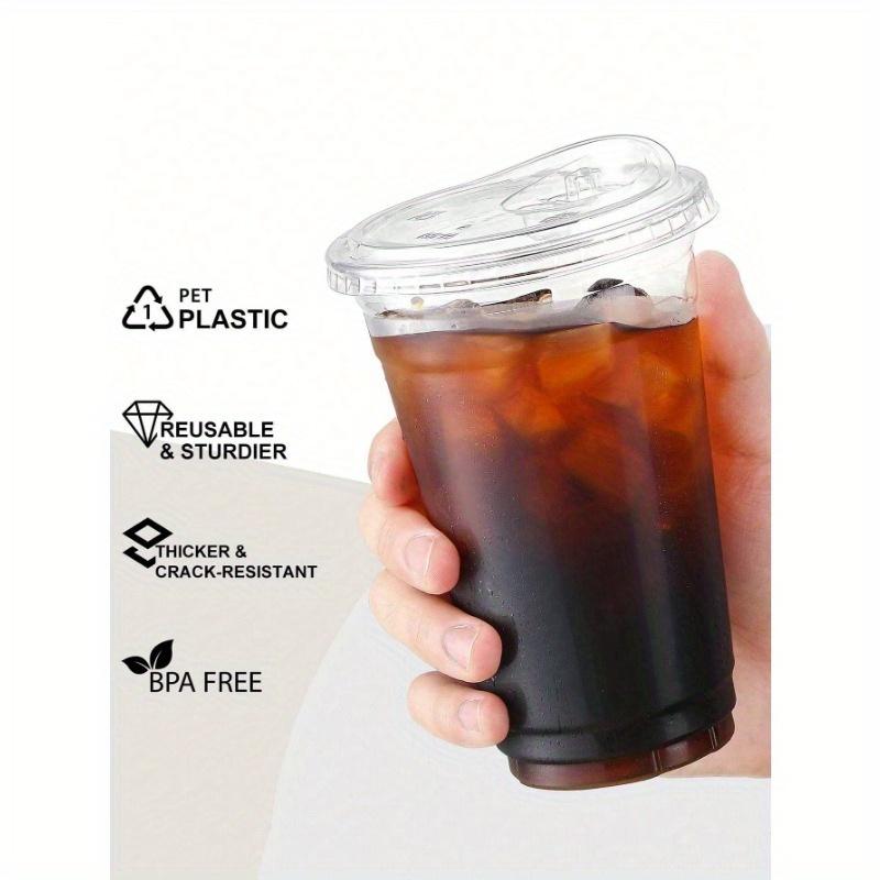 10pcs Clear Cups for Ice Cream Coffee Fruit Juice Drinks 12oz Plastic Cups with Sip Lids Disposable Cups for Iced Coffee Milkshake Cold Drinks