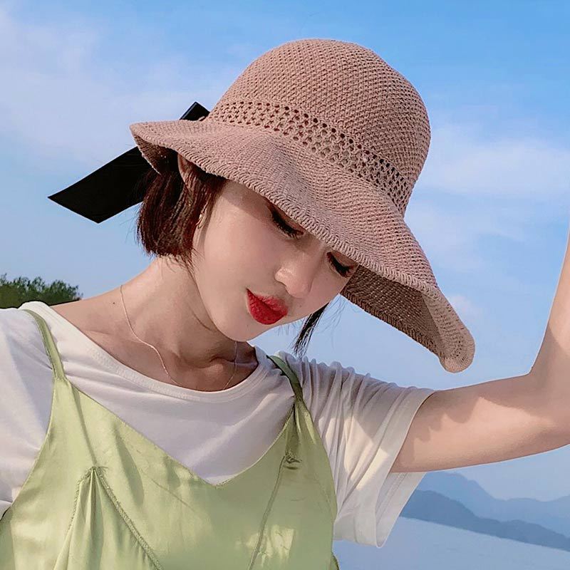 

Summer Sun Hat For Women With Wide Brim Breathable Straw Material For Outdoor Activities хаки