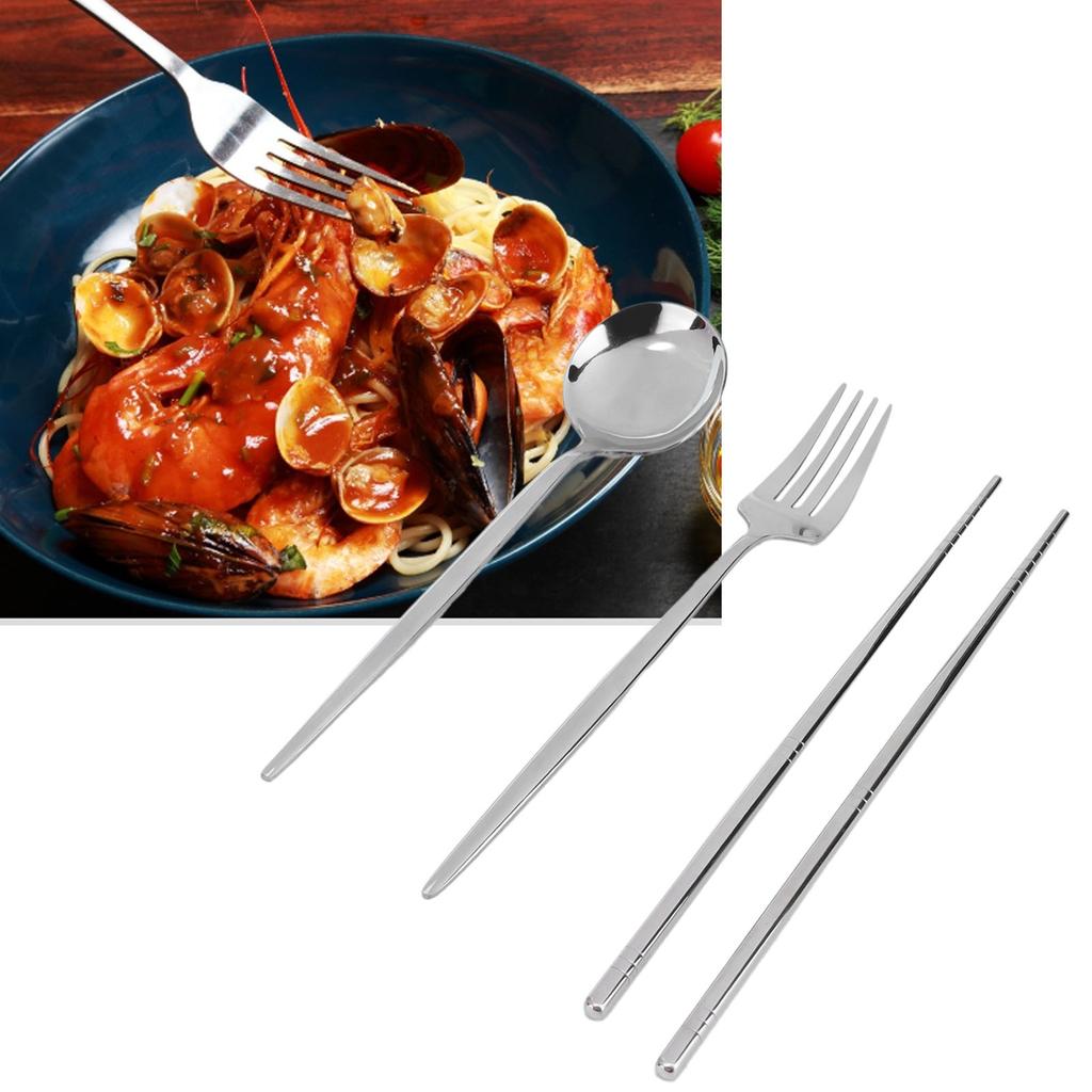 Portable Cutlery Set Stainless Steel Tableware Anti Corrosion Non Slip Anti Fading Chopsticks Spoon for Outdoor