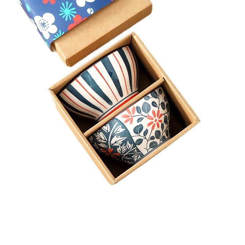 Ceramic Bowl Set, Japanese Kraft Paper Box, Two Bowls Gift Box, Business Return Gift, Opening Promotion Gift