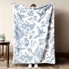 Elegante Skizze Kolibri Floral Überwurfdecke Klassisch Blau Weiß Botanisch Warme Decke für Sofa Reise Haushalt Landhausstil