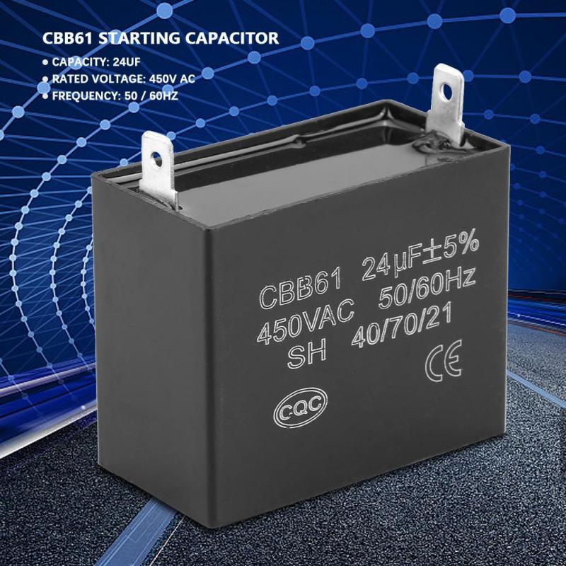 CBB61 Generador de condensador de arranque 450V AC 24uF 50/60Hz para 400/350/300