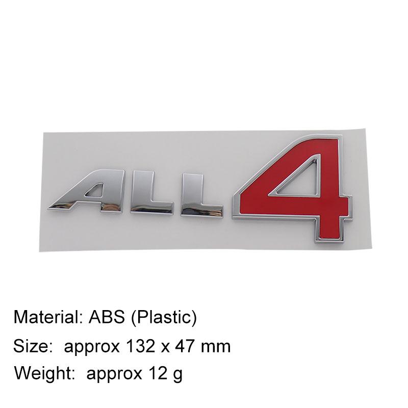3D Premium ABS ALL4 Letters Sticker Tail Bumper Badge Auto Rear Trunk Emblem Accessories Exterior Decoration