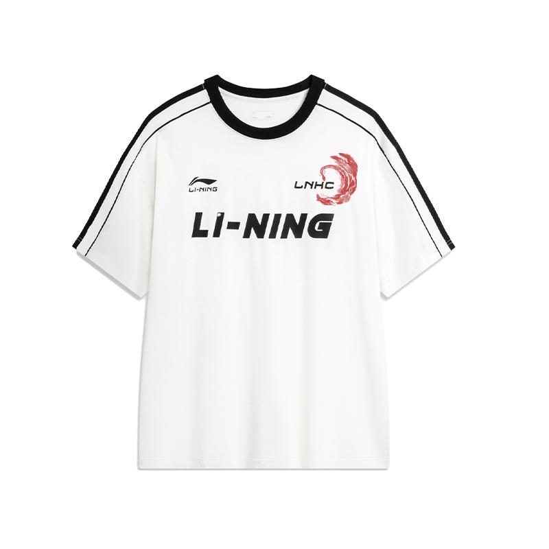 Li Ning Letter Print Loose Casual Versatile Short Sleeve T-Shirt Unisex Tops White AHSU657-1(TEAM702-3.4.16)