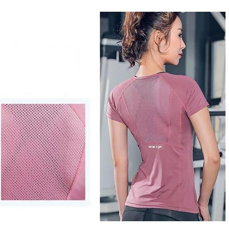Women Yoga Top Seamless Fitness Tshirt Short Sleeve Sport Shirt Gym Running Active Wear Workout Clothes Breathable Quick Dry Comfortable Femme