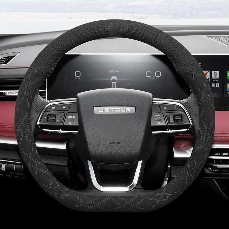 Suede Car Steering Wheel Cover Decoration Handle Wrap For Cheny X70 Plus X70 Pro X70 X70S X70M DType Braid On Steering-Wheel