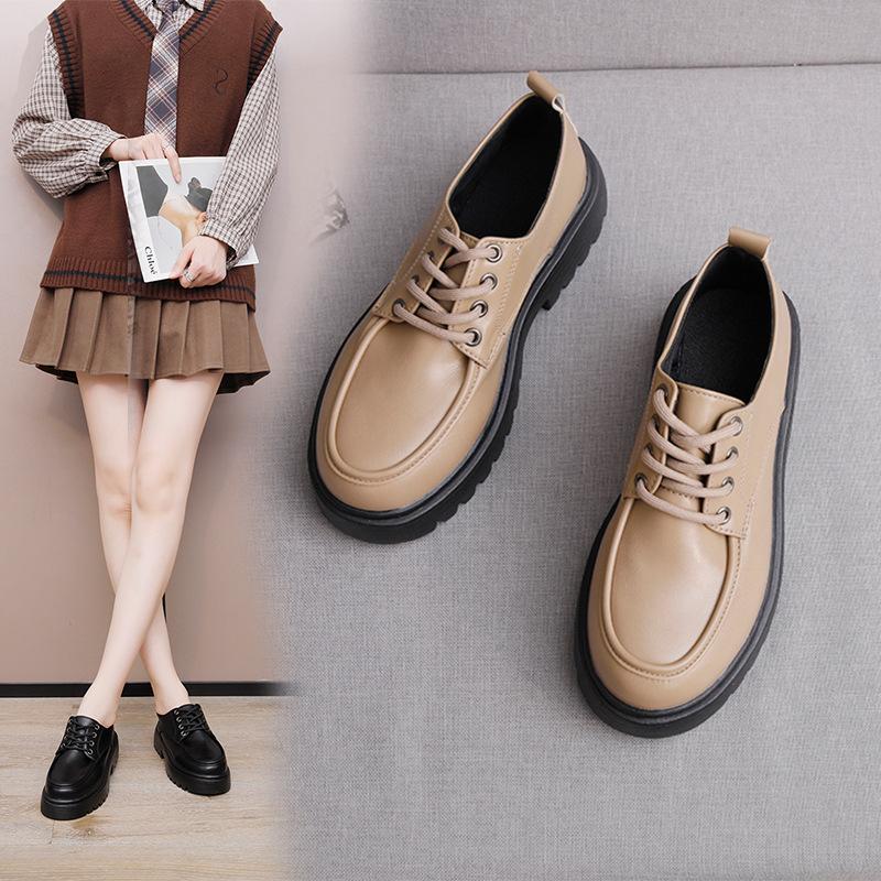 British women's fashion thick soled heightening not tired feet arch support comfortable soft shock absorption non-slip leisure sports leather shoes