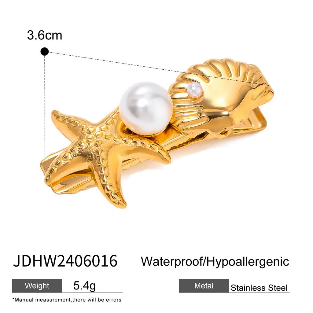 Youthway Unique Designed Flower Shell Starfish Hair Clips Hairpins Chic Imitation Pearl Women Luxury Temperament Hair Jewelry