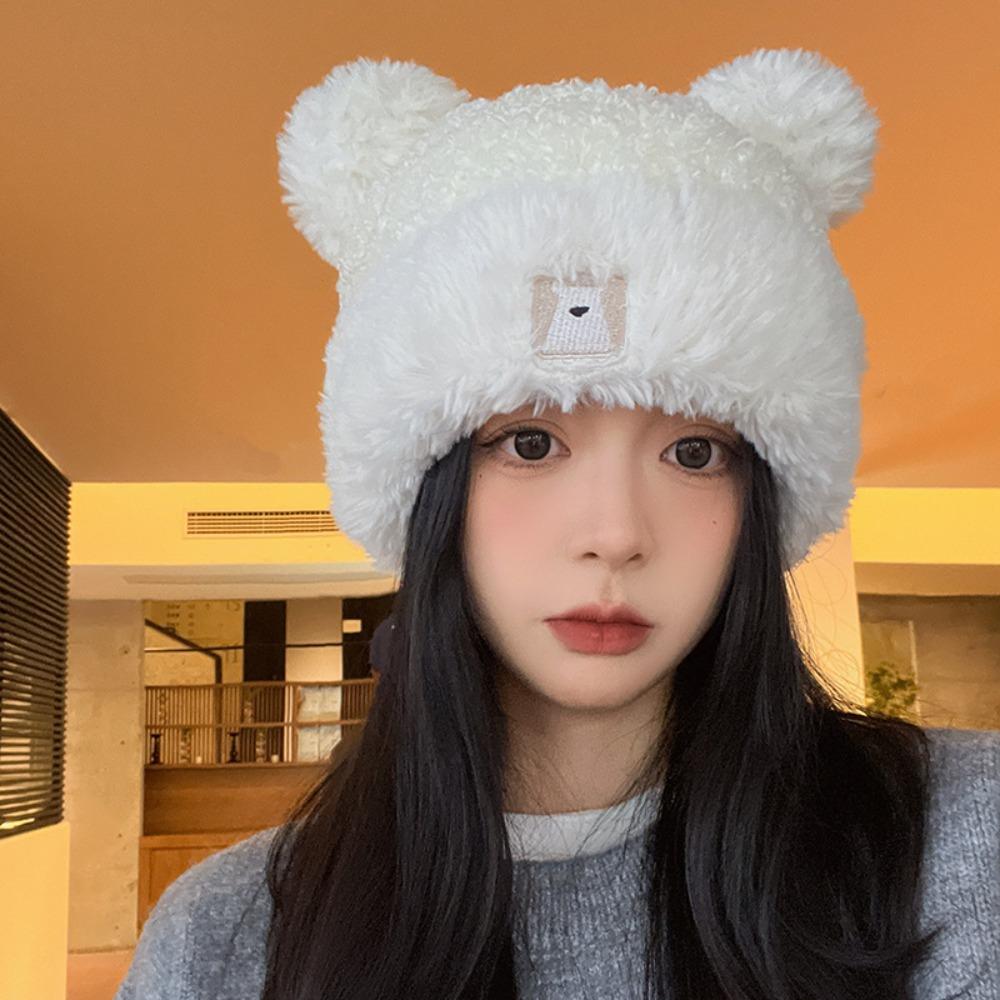 

Windproof Autumn and Winter Little Bear Hat Warm Cute Bear Ear Woolen Hat