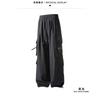 High Quality Ice Silk Waterproof Zipper Multi Pockets Casual Pants Men Solid Straight Elastic Waist Trousers Loose Cargo Pants