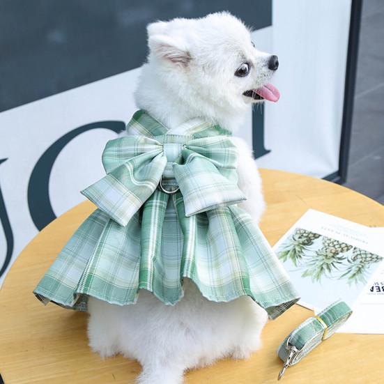 Yousheng Pet Harness Leash Plaid Pattern Adjustable Breathable Pet Cats Puppy Chest Strap Dress Traction Rope Kit for Pet Training