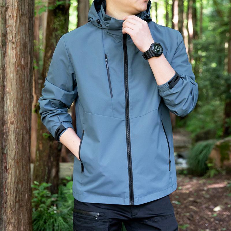 Men's High-end Casual Windproof Jacket Hat Detachable Hooded Jacket Top