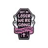 Purple Cartoon Creative Skull Brooch With Eyecatching Letters For Outfits Fashionable