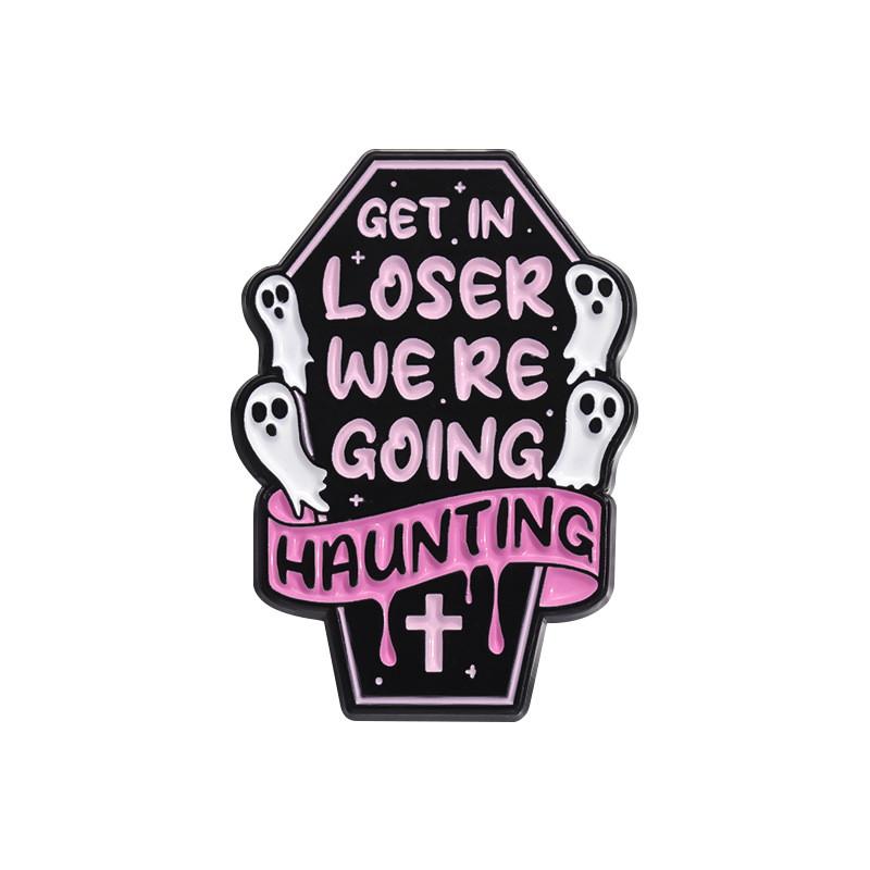 Purple Cartoon Creative Skull Brooch With Eyecatching Letters For Outfits Fashionable