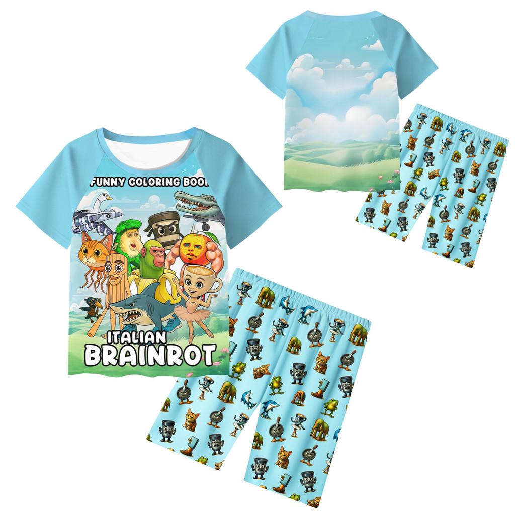 Al Italian Brainrot Tung Tungtung Sahur Pattern Children Home Wear Pajamas Gift