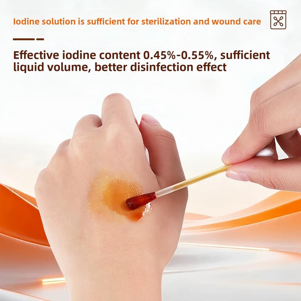Medical Iodophor Cotton Swabs for One-time Wound Disinfection. Iodine Tincture. Portable and Independent Alcohol Cotton Swabs.
