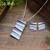 New enamel folding square geometric stud earrings pendant set, women's exaggerated irregular necklace.