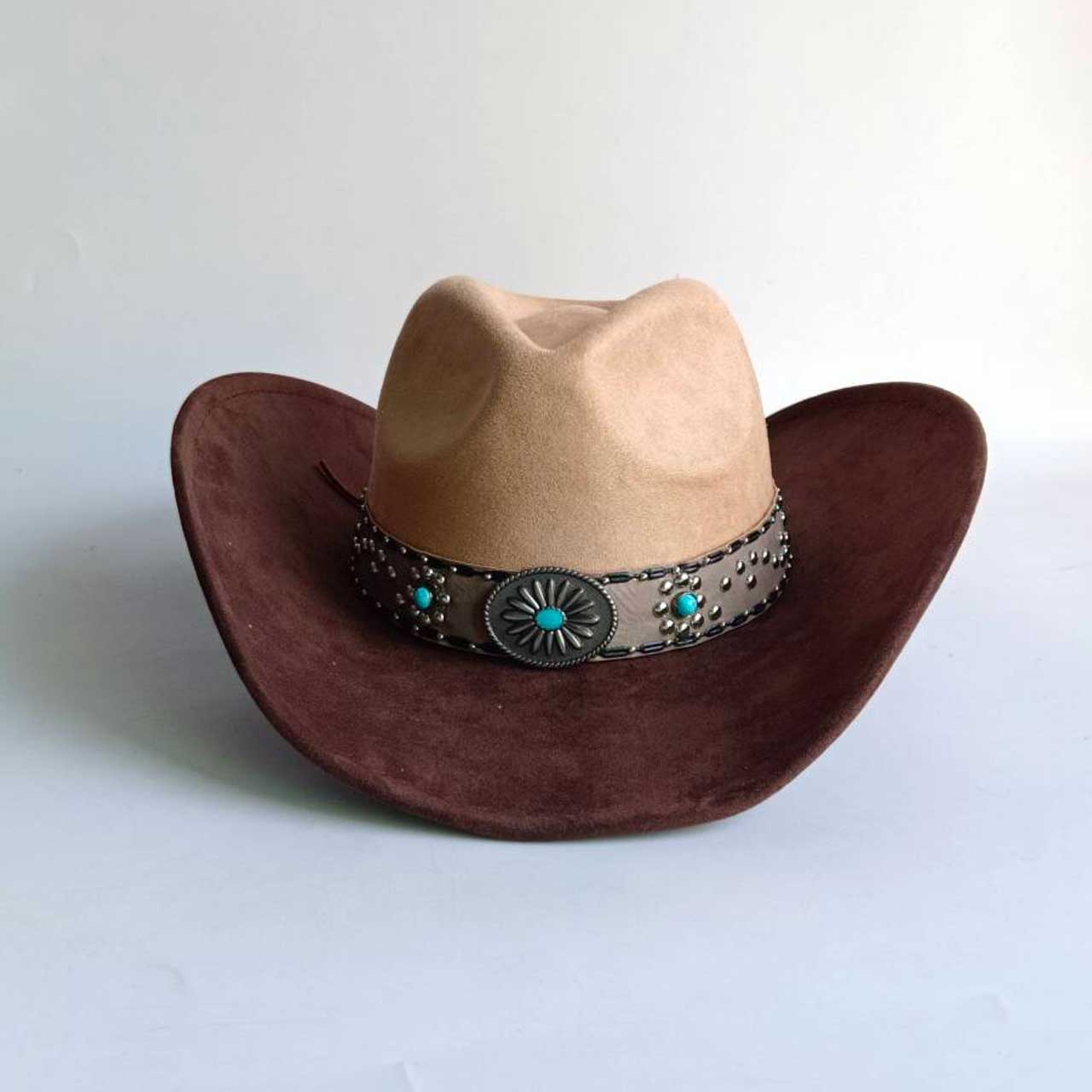 

Rose pink and beige color combination Vegan Cowboy Hat Suede Cattleman Panama Hat Unisex Hat Wide Brim Western Style cowboy hat M 56-58cm