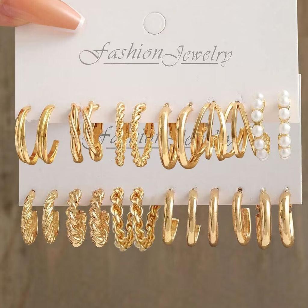 88 Pcs Fashion Women Earring Set Boho Vintage Gold Color Pearl Heart Drop Earring Exquisite Jewelry, Party, Holiday Couple Gifts