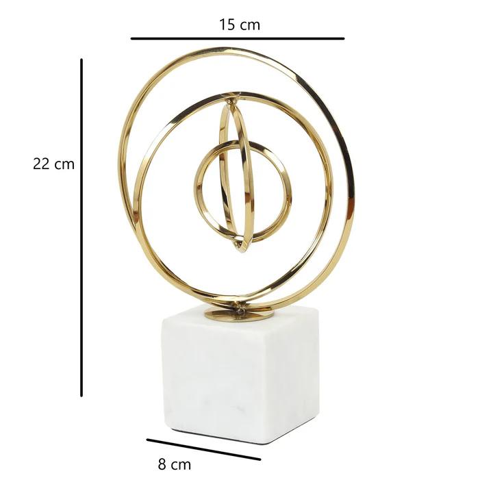 Seamless Circle Ensemble In Gold – Modern Abstract Ring Sculpture for Home Decor | 15 X 8 X 22 Cm