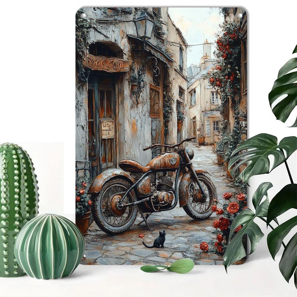 Vintage Motorcycle Metal Tin Sign Retro Biker Garage Wall Decor Industrial Style Art