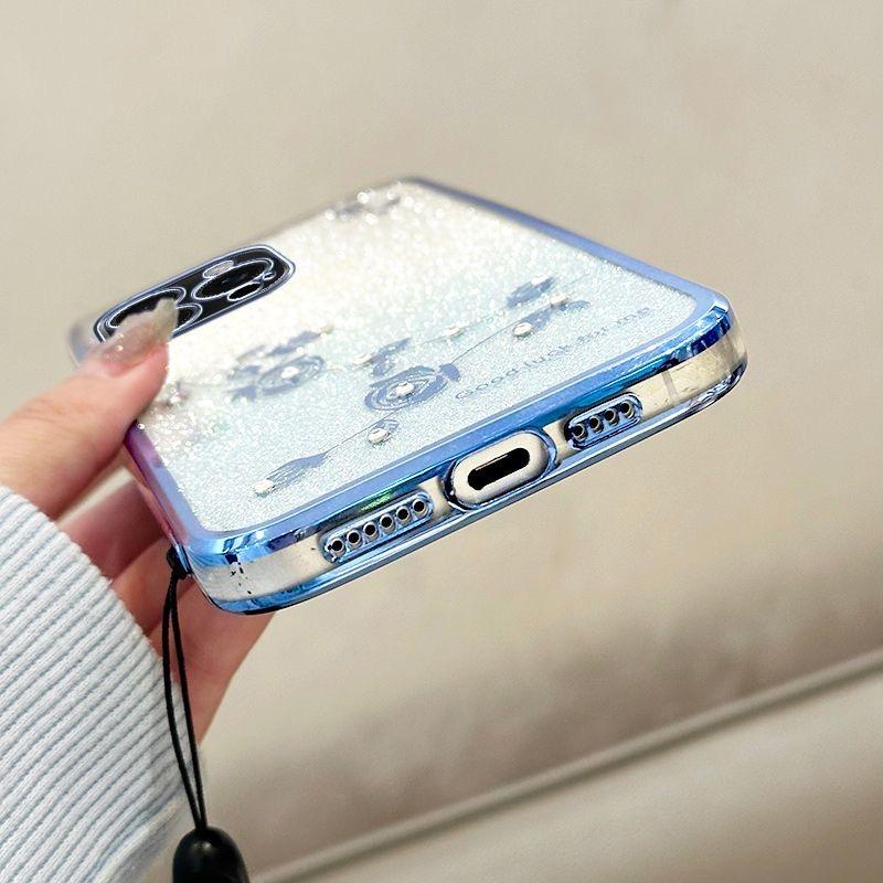 Per Xiaomi 17T/17T Pro/15T/15T Pro Custodia Elegante Fiore Trasparente Cinturino da Polso Antiscivolo Anti-ingiallimento Cover Antiurto