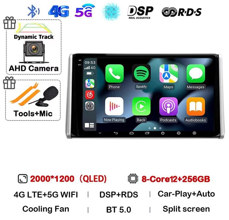Android 14 Carplay Auto For Toyota RAV4 XA50 2018 2019 2020 Car Radio GPS Multimedia Player Stereo 4G WIFI 360 Camera Head Unit