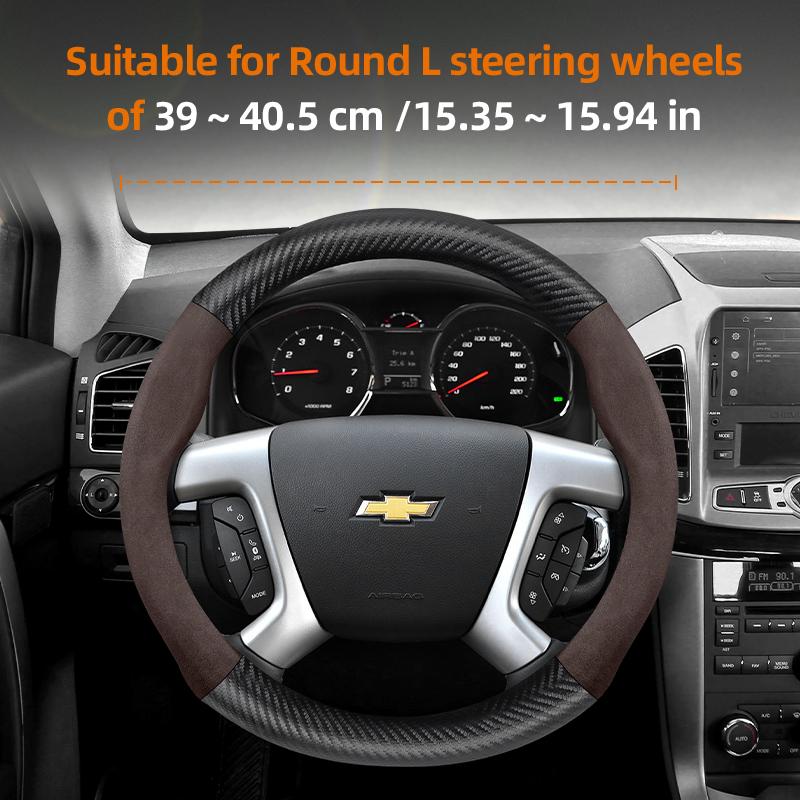 Suitable for Chevrolet Suede Matte Carbon Fiber Texture Steering Wheel Cover Suitable for Celze Spark Captiva Orlando Lacetti Equinox Malibu